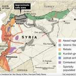 【地図】トルコはシリア北部の「安全地帯」でクルド勢力分断を図る