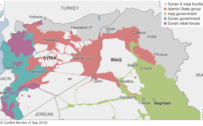 【今日の一枚】（33）トルコ侵攻後のシリア・イラク地図2016年9月