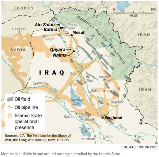 イラクのイスラーム国の油田と製油施設_Sep 15 2014_WP